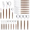 20Pcs Stainless Steel Dinner Flatware Imitation Wooden Handle Dinnerware Knife Coffee Spoon Tea Fork Cutlery Set Tableware
