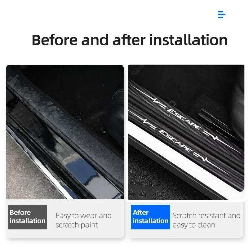 ROPP7 For Ford Escape Logo Car Door Sill Protector Sticker Waterproof Anti Scratch Guard Plate Decal Auto Modification Accessories