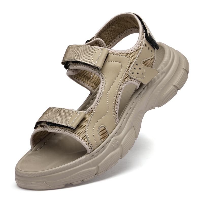 

Модная летняя обувь для ходьбы, сандалии из натуральной кожи, уличные мужские пляжные сандалии на все случаи жизни, повседневные мокасины, новинка 2025 года 37 песочный
