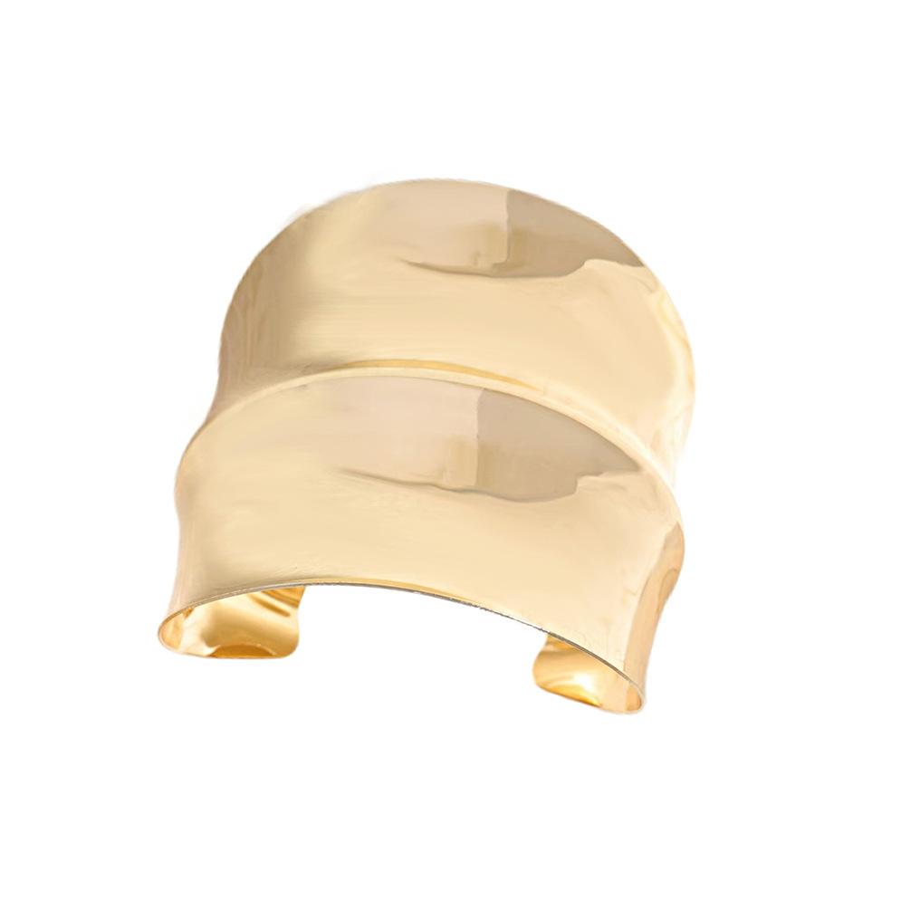 European and American Irregular Geometric Opening Metal Wide Face Women's Bracelet Trendy Design Arm Bracelet