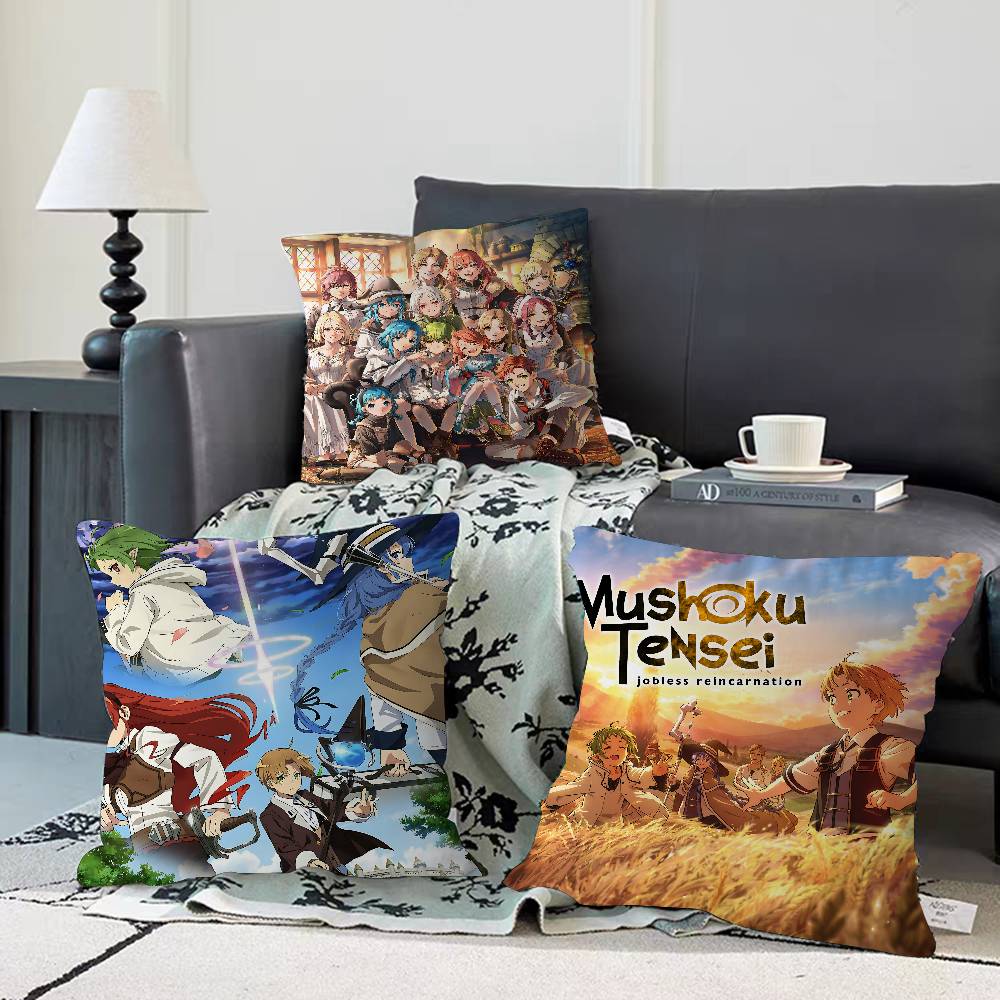Mushoku Tensei Jobless Reincarnation Personalized Picture Text Home Decorative Pillows Household Gifts 45x45cm