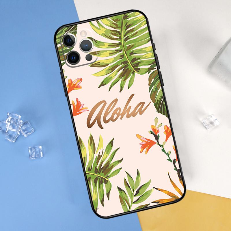 Summer Plant Palm Green Leaf Aloha Phone Case For iPhone 16 Pro 15 Pro 11 13 14 Pro Max 12 Mini XR 16 15 Plus 16e Cover Shell