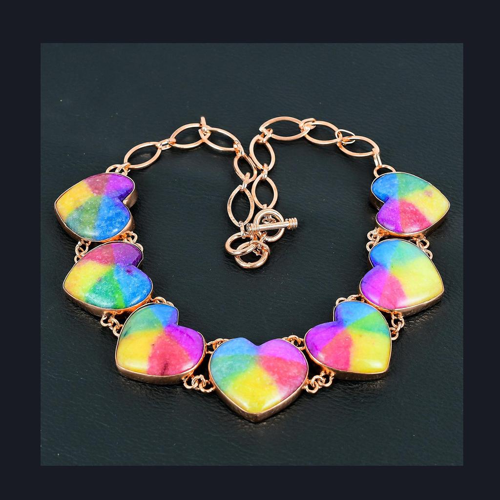 Rainbow Solar Quartz Handmade Gemstone Jewelry, 999 Copper Wire Wrapped Necklace Unique Design Jewelry, For Women
