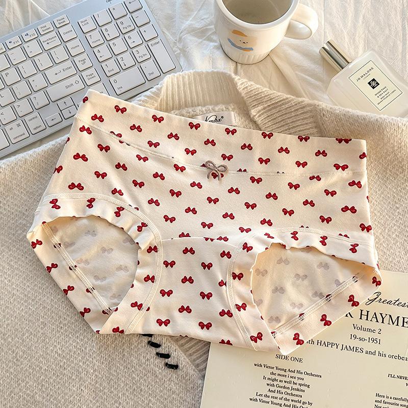 Female Spring and Autumn Vintage Red Pure Cotton 10A Antibacterial Extension Pure Cotton Briefs