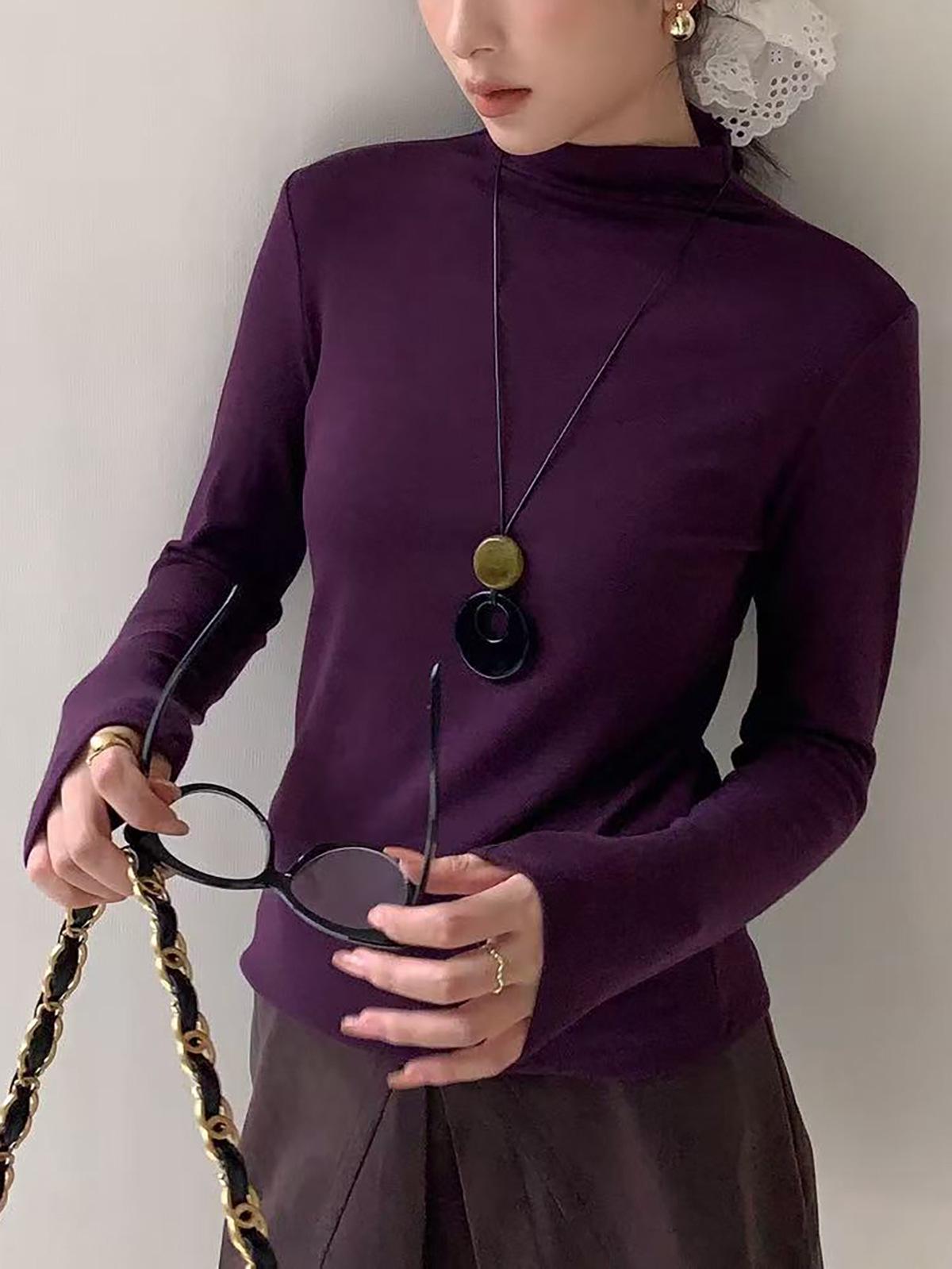 

25 New Autumn/Winter Versatile Long Sleeve Base Layer T-Shirt with Inch Collar - Warm Top 29003 Medium