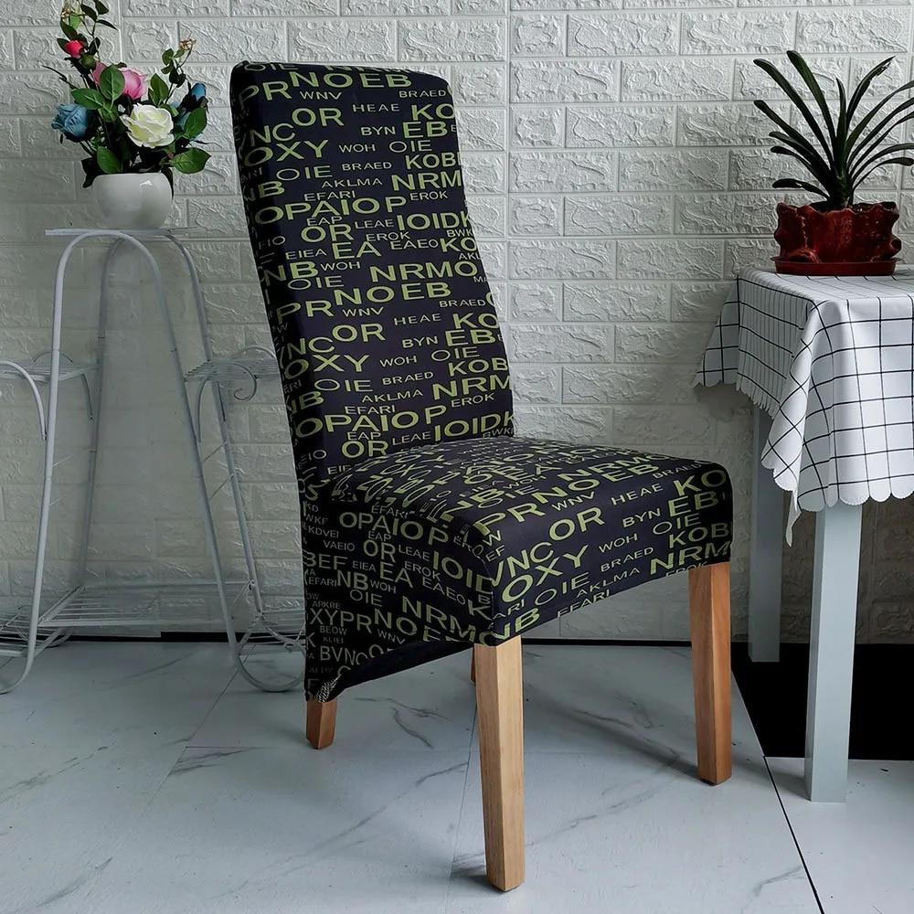 Printed King Back Chair Cover Stretch Large XL Size Chair Covers for Dining Room Home Hotel Banquet Decor Long Seat Protectors