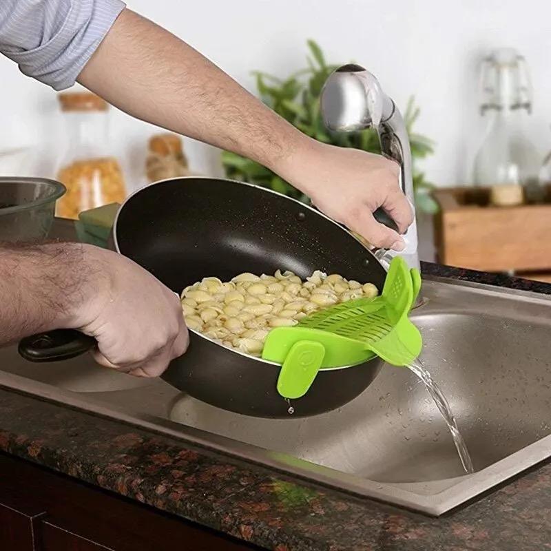 1PCS Food Grade Silicone Pot Strainer Clip Anti Spill Pasta Fruit Vegetable Colander for Kitchen
