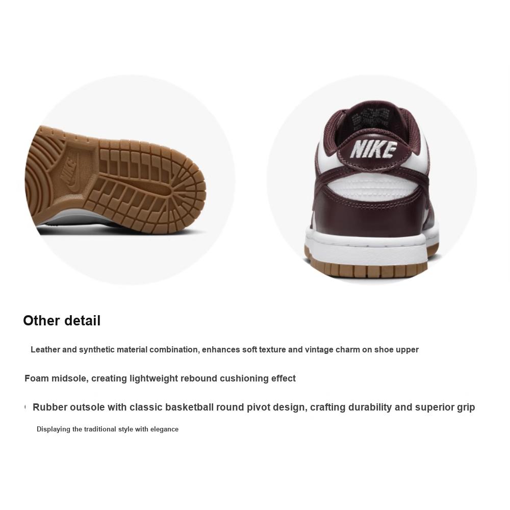 Nike Dunk Low GS Burgundy Crush Gum Kids Sneakers Red White Gum-Light-Brown HJ9282-100