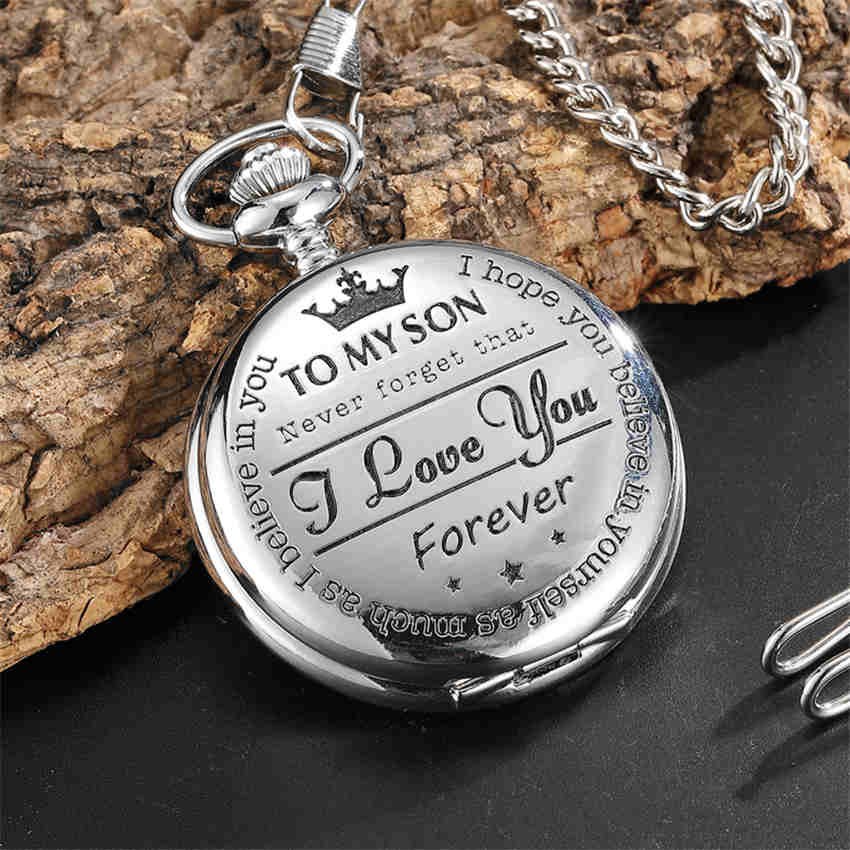 Orologio da tasca al quarzo serie Fashion To My Son I Love You, Orologio ciondolo