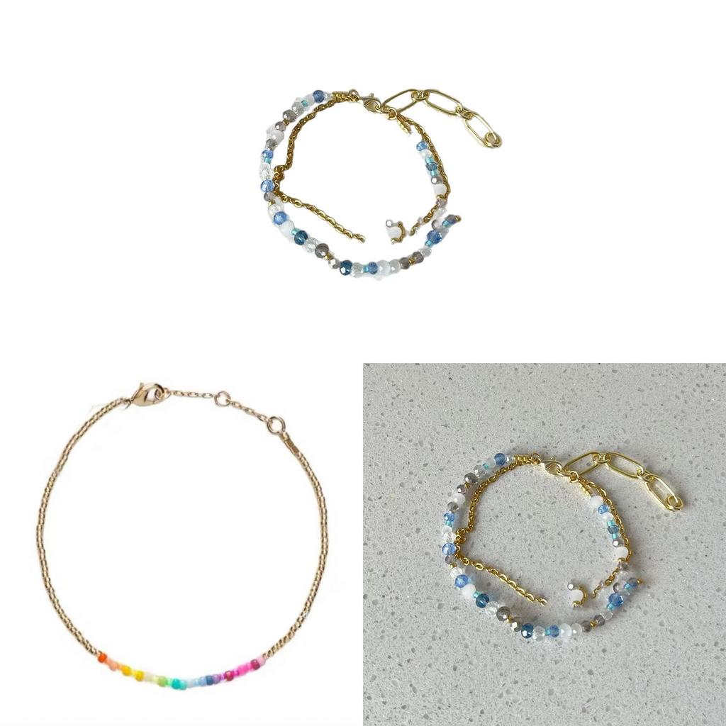 Glass Beaded Double Layer Bracelet For Women With Geometric Design Summer Accessory