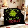 Extra Grinchy Today Theme Cute Flannel Blanket Machine Washable Fleece Blanket For Living Room Bedroom Gaming Room Party Decor Christmas Gift