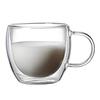 Double Wall Glass Tumbler with Handle Heat-Resistant Insulated Glass Mugs for Coffee Tea Milk 12oz Transparent Drink Cup for Home Office Use
