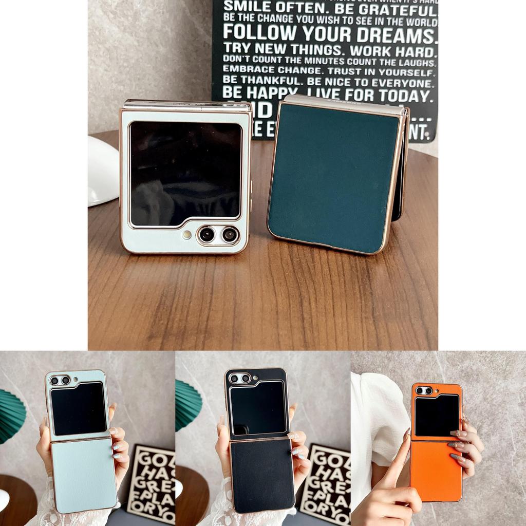 Durable Electroplated Leather Texture Phone Case For Samsung Galaxy Z Flip5 Anti-shock