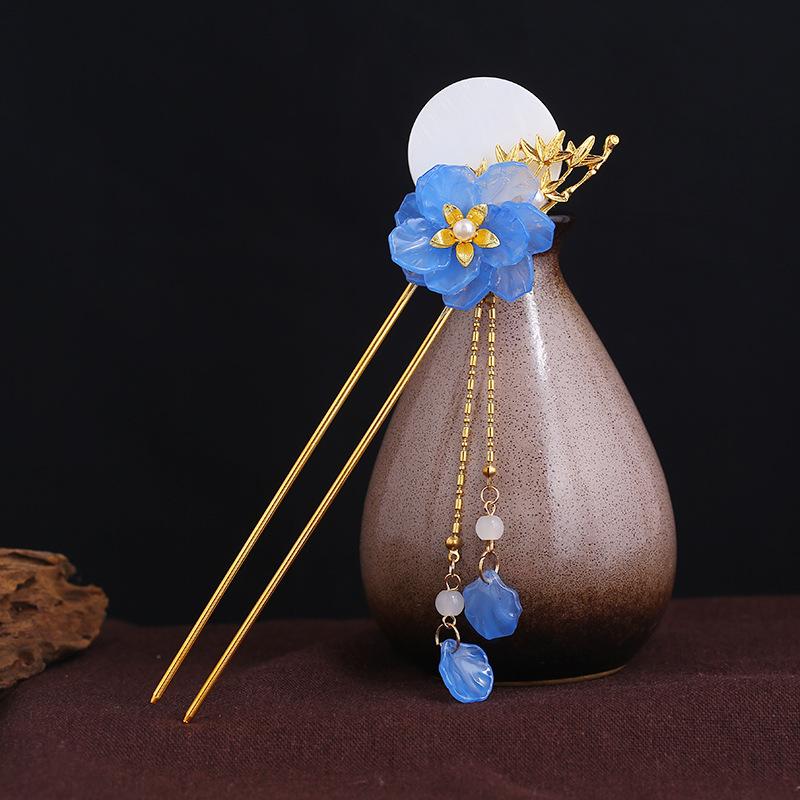 

Дизайн заколки Ханфу, заколка, глазированная заколка с подвесками в виде цветов, головное украшение для старинного костюма, супер фея