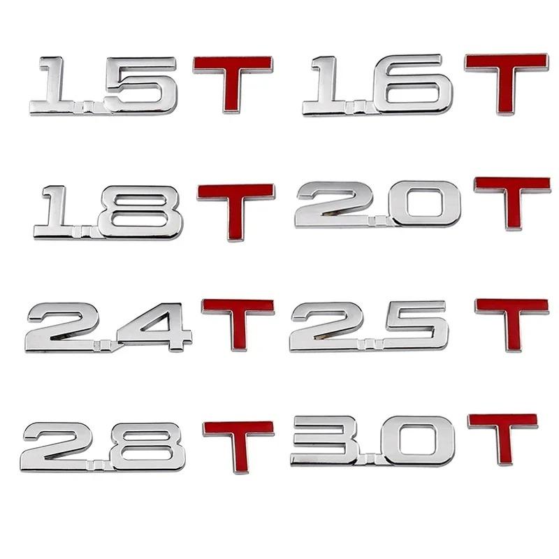 3D kovový automobil s objemem 1,3 1,4 1,5 2,4 1,6 1,8 2,0 2,2 2,5 2,8 3,0 T, logo objemu, zadní část kufru, emblém, odznak, samolepka na vozidlo