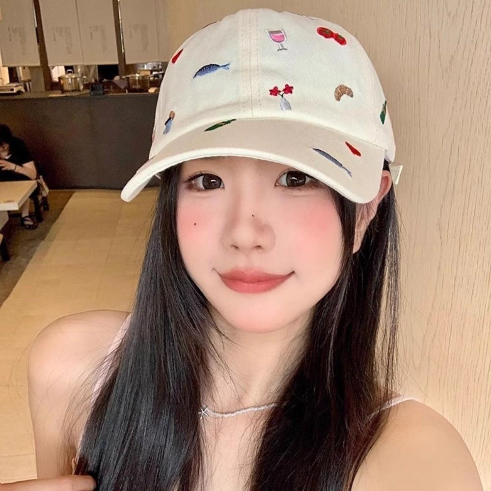 Breathable Embroidered Baseball Cap Sunshade Sun Hat Retro Sun Protection Cap Women