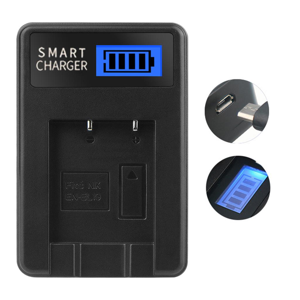 LCD USB EN-EL19 Replacement Charger for Coolpix S100 S2500 S2550 S2600 S2700 S2750 S2800 S3100 S3200 Cameras Batteries