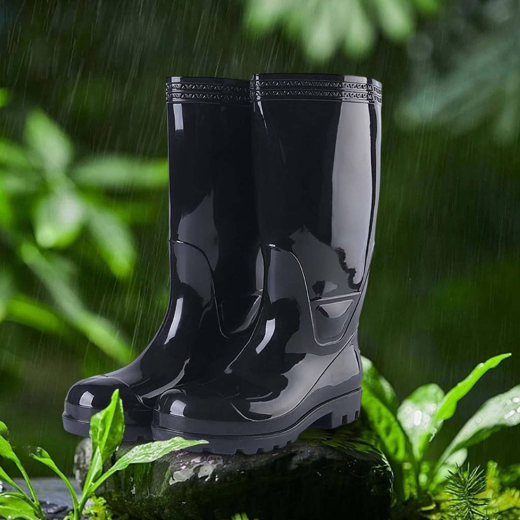Men's Steel Toe Rain Boots PVC Rubber Boots, Waterproof Outdoor Work Durable Slip Resistant