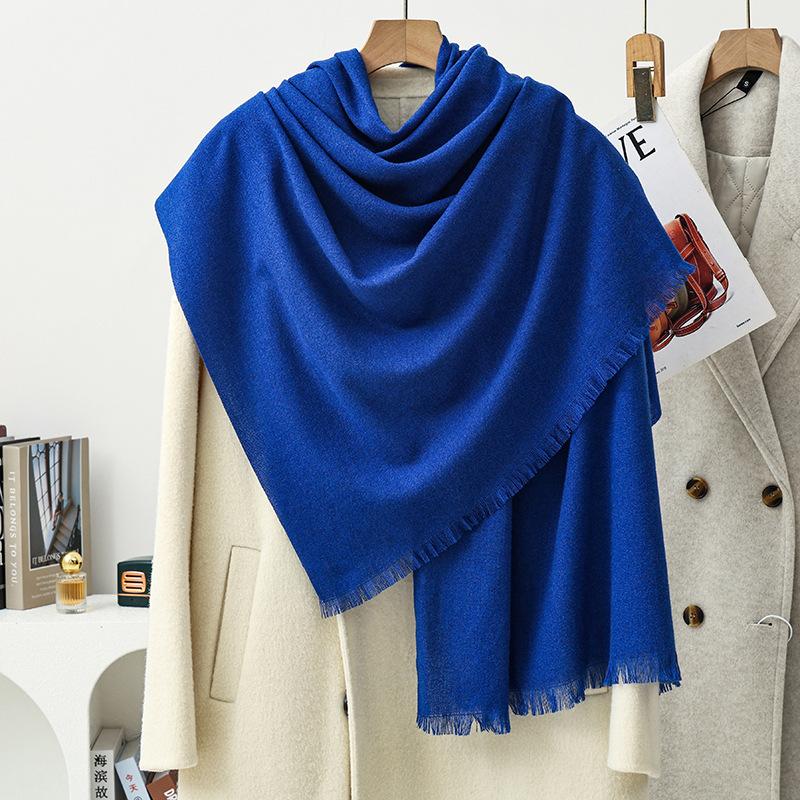 Short Beard Scarf Light Luxury High-end Cashmere Scarf Women's Winter New Korean Men's Shawl Solid Color