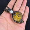 Ammonite Fossil 999 Copper Wire Wrapped Pendant, Handmade Gemstone Jewelry Pendant For Memorial Day