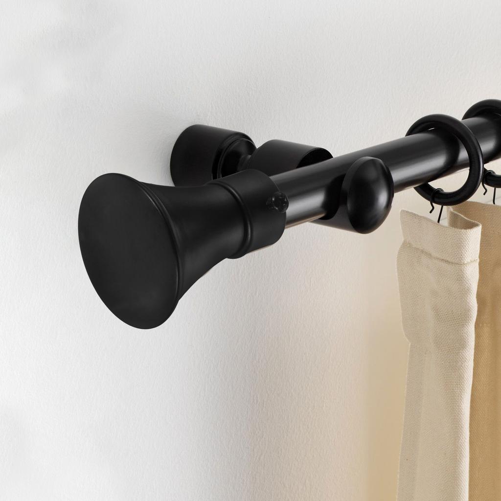 2 Pcs Decorative Head Curtain Rod Black Drapery End Caps Iron Rods Finials Only