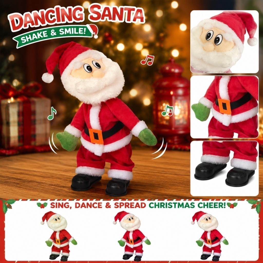 Electric Dancing Santa Claus Toy Christmas Decoration Animated Moving Butt Santa Holiday Figurine Battery Operated Festive Ornament