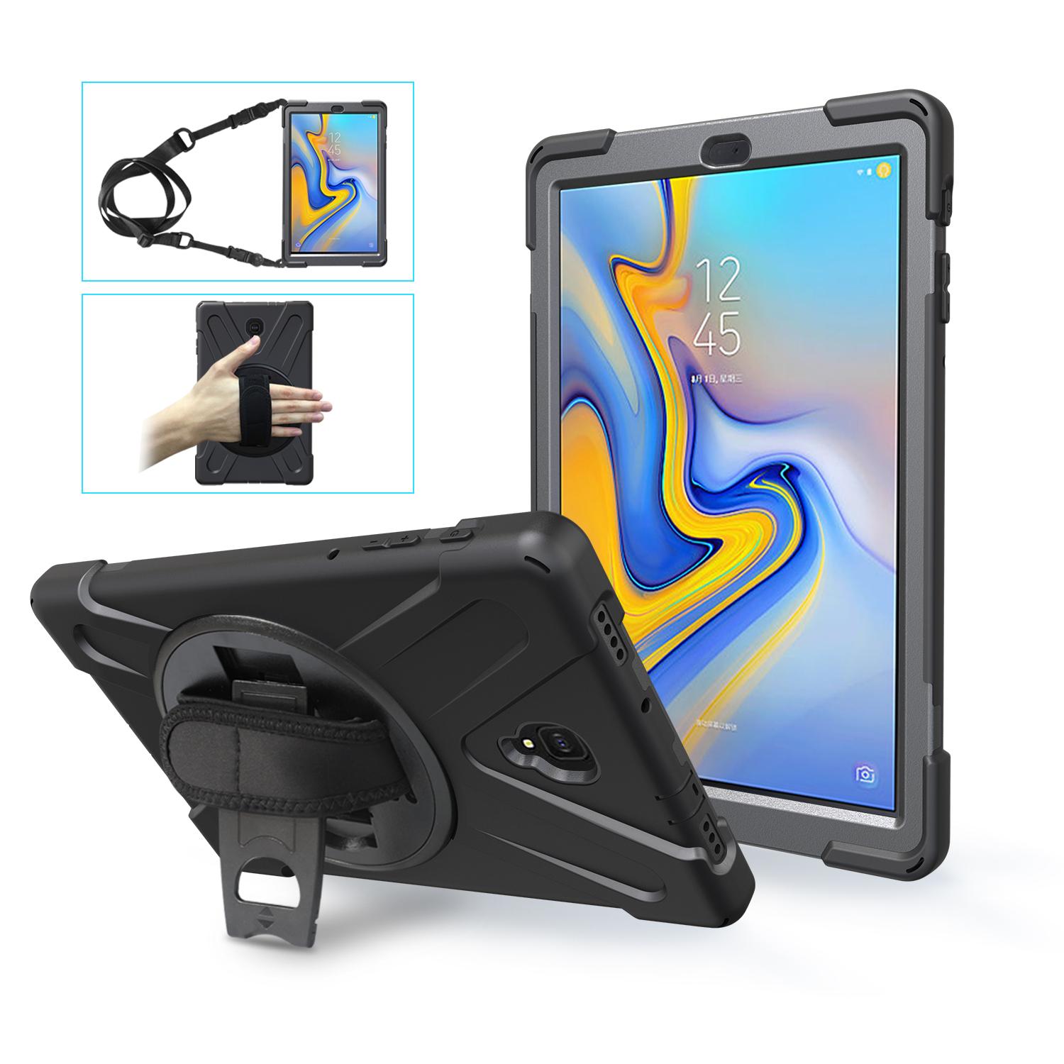 

Rugged Stand Case For Samsung Galaxy Tab A 9.7 inch 2015 SM-T550 SM-T555 Hybrid 360 Rotating Cover With Hand & Shoulder Strap Tab A 9.7 T550 T555 чёрный
