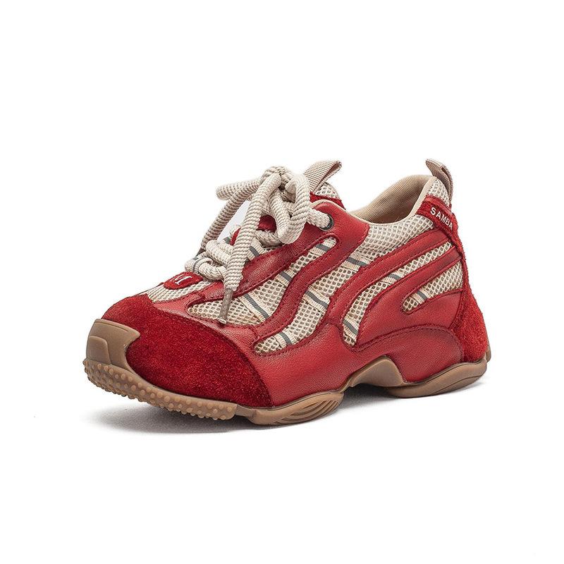 Spring New Arrival Genuine Leather Mesh Women Dad Shoes Hidden Wedge Platform Sneakers Retro Casual Comfortable Walking Shoes