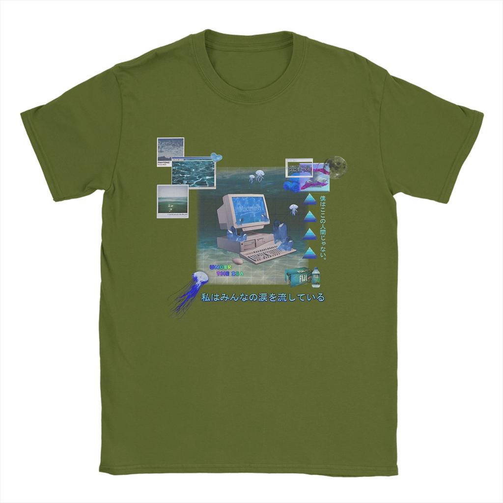 Maglietta Unisex Donna Frutiger Aero World Vaporwave Cotone Stampata Maglietta Top Abbigliamento