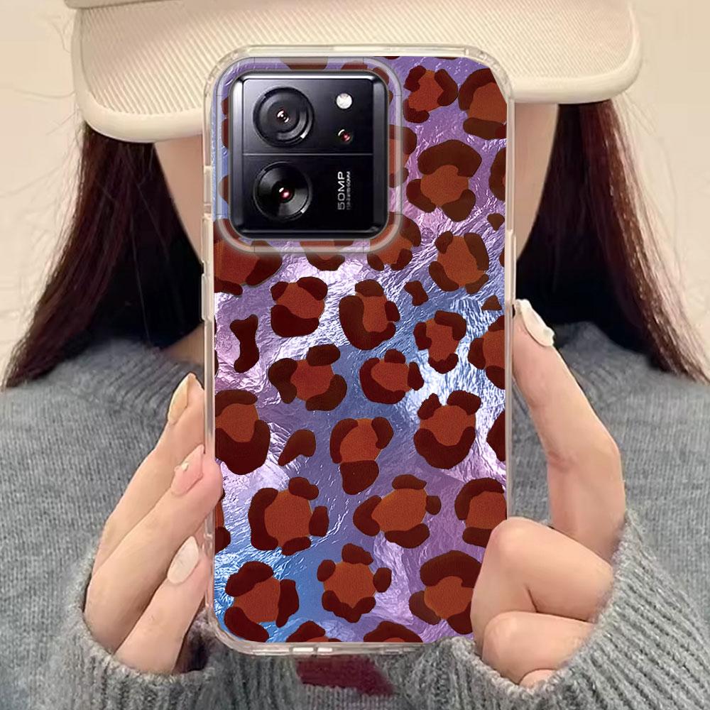 Luxury Gold Leopard Print Women Girls Phone Case for Xiaomi 13T 14T 11 Lite NE Poco X5 M6 Pro X6 X7 X3 Pro NFC C65 C61 M5S Cover