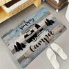 Joyful Camping Car Design Door Mat Cartoon Style NonSlip Entrance Rug for Living Room Bedroom Nursery Garden Balcony Sunroom