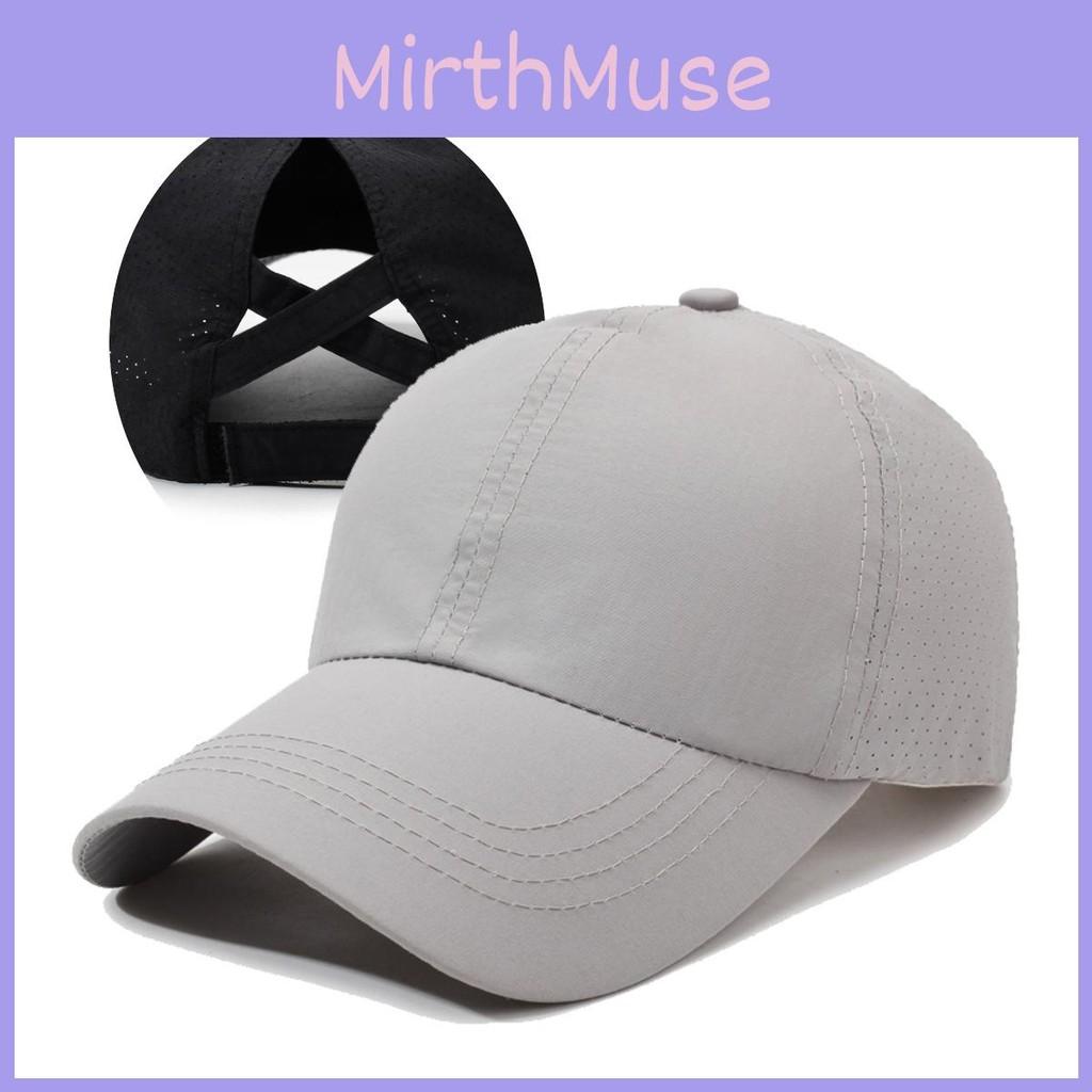 Summer Cap Baseball With Breathable Mesh Cross Design And Solid Color For Daily
