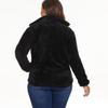Warmer Wintermantel Damen Schwarz Fleece Stehkragen Langarm Reißverschluss Damen Herbstmantel