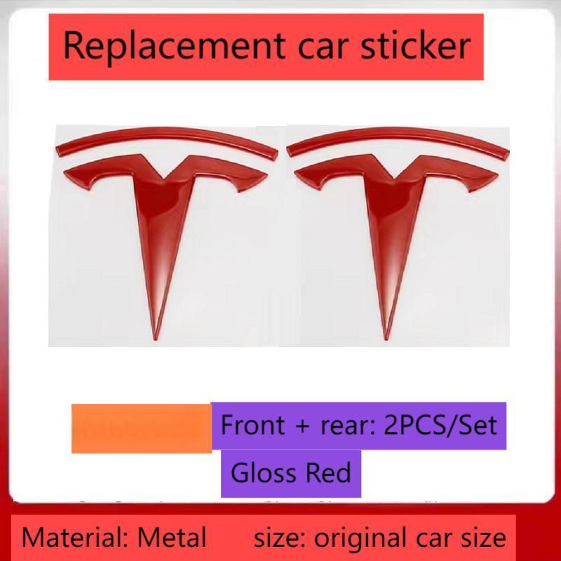 ALL1 metal For Tesla- Car Front Emblem Rear Trunk Emblem Suitable for Model 3 Mode Y logo replacement rear and rear logos blackening
