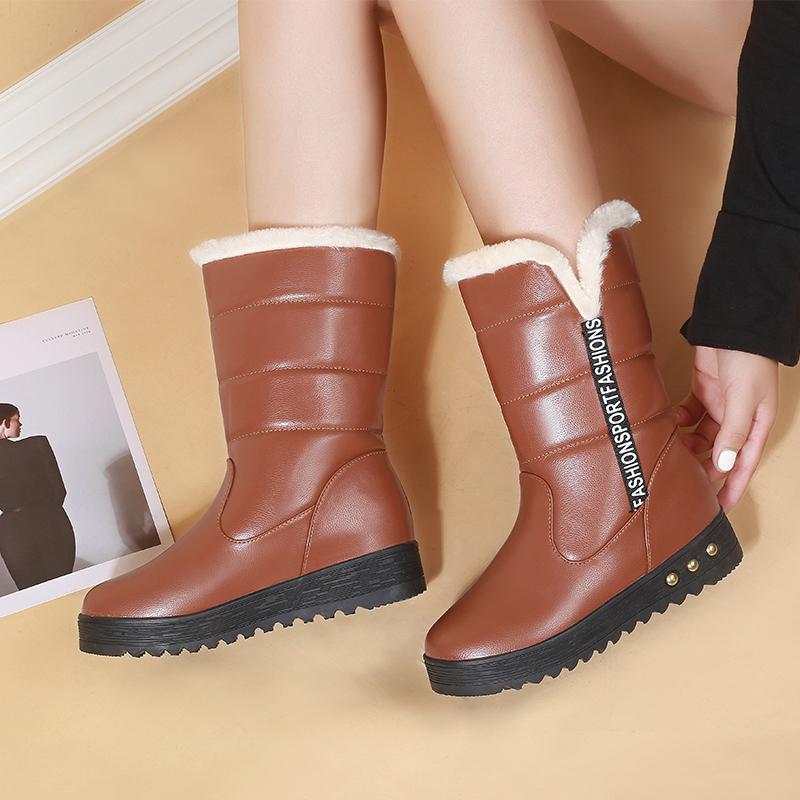 

Зимние теплые зимние сапоги женские брендовые плюшевые удобные туфли большого размера для мам, водонепроницаемые модные повседневные женские сапоги Botas De Mujer 35 коричневый