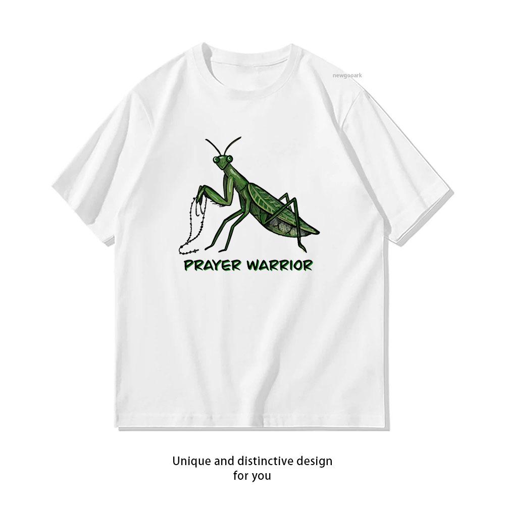 Prayer Warrior Praying Mantis tshirt Woman Men Summer Casual Breathable Oneck cotton Graphic T Shirts ropa hombre S