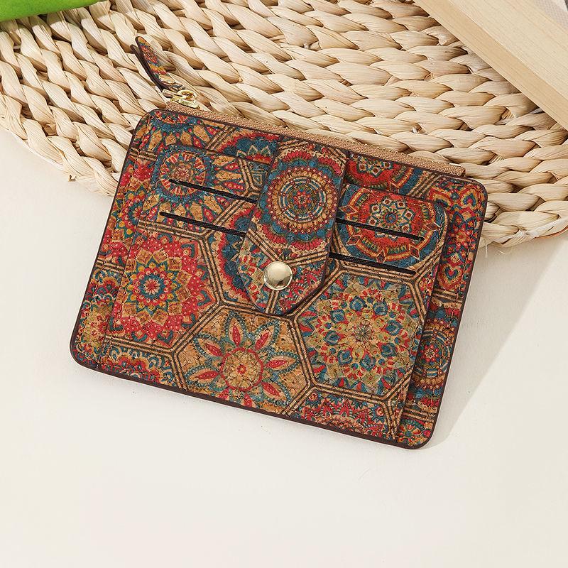 Retro Exquisite Multi-card Card Bag Portuguese Cork Ultra-thin and Ultra-light Zipper Small Wallet Change Bag