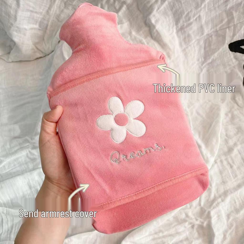 Large Cute Plush Hand Warmer: Explosion-Proof, Thickened Hot Water Bottle with Pocket and Cloth Cover