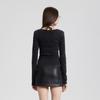 Spring Women's New Spice Girl Style Solid Color Embroidered Strap Long Sleeve Low-neckline T-shirt