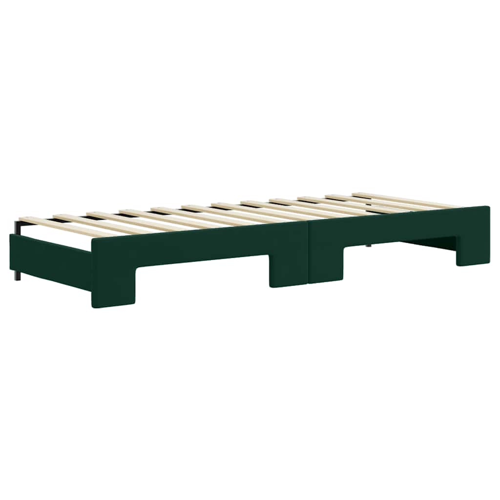 Pull Out Daybed with Drawers Dark Green 80x200 Cm Velvet