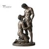 Vintage Ornament Statue Ornament, Mythology Collectible Bookshelf with Distressed Bronze Texture Retro Home Decor Wrinkled Clothing Pattern for Living