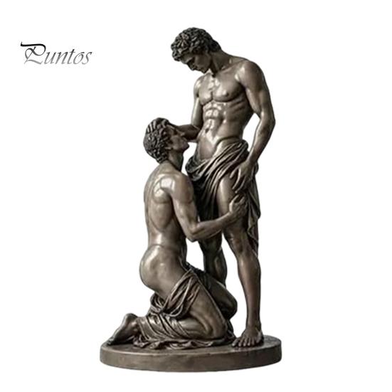 Vintage Ornament Statue Ornament, Mythology Collectible Bookshelf with Distressed Bronze Texture Retro Home Decor Wrinkled Clothing Pattern for Living