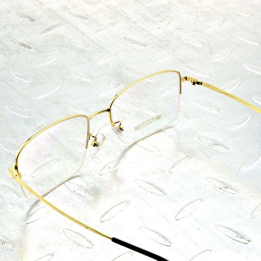 Gold Rechteck Titan Legierung Halbrand Leichte Allergie Frei Männer Optische Gläser Rahmen Brillen Eyeframe Brillen