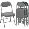 Set of Four Folding Corduroy Seat Chairs - Grey