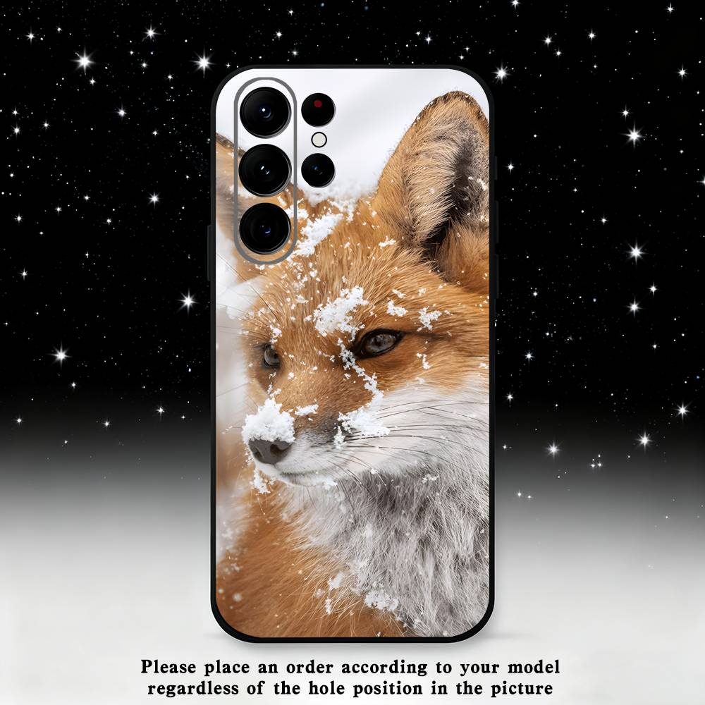 Cute Fox Animal Phone Case For Samsung S25,S24,S23,S22,S21,S20,S10,Ultra,Plus,Lite,FE,Soft Silicone Black Cover