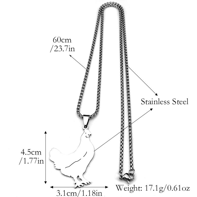 Two Cute Hen Pendant Necklace For Women Men Stainless Steel Gold Silver Color Animal Lover Female Lovely Chain Jewelry Gifts