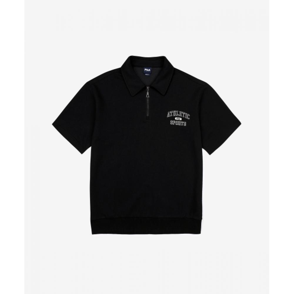 

Футболка FILA из смеси хлопка с короткими рукавами на молнии до половины FS2TSG2102XBLK