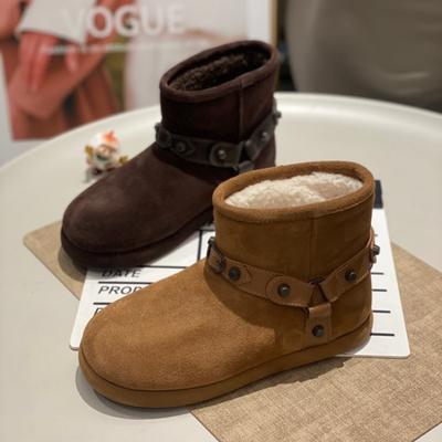 Fleece Warm Snow Boots Women's Winter 2025 New Fashion Comfortable Lightweight Casual Retro Round Head Women's Shoes