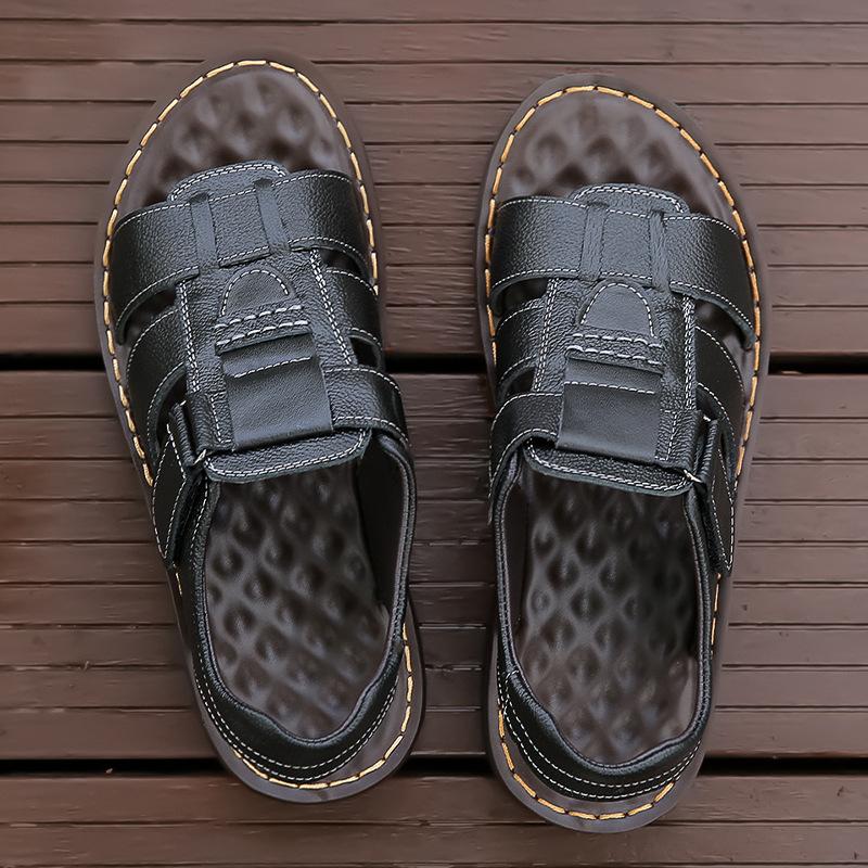 Fashion Whoholl Brand Patent Leather Men Shoes Summer New Large Size Men's Sandals Men Sandals Fashion Sandals Slippers Big Size 38-44