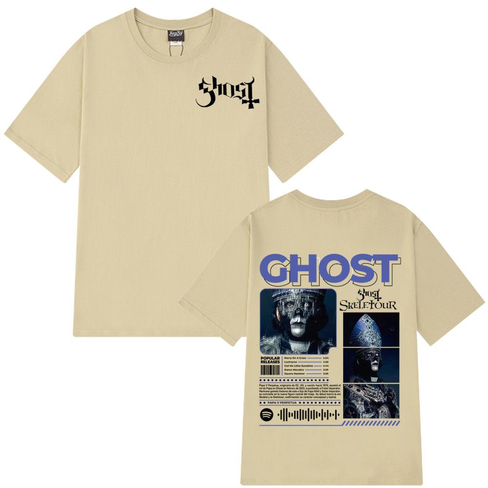 Ghost Skeletour World Tour 2025 Album Vintage Tshirt Men Women Hip-hop T-shirt Short-sleeved Gothic Punk Loose Casual T-shirts